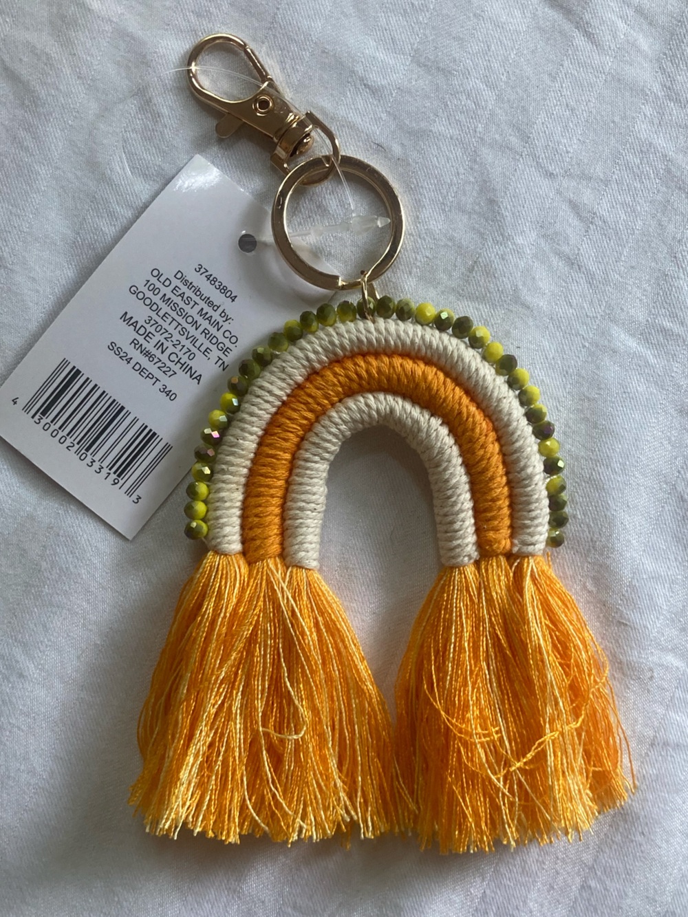 Yellow Tassel Rainbow Keychain
